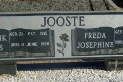 Jooste, Frederick Petrus born 21 October 1915 died 11 June 1998 and Freda Josephine born 30 September 1926 died 22 July 1983