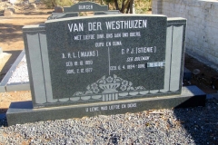 Van der Westhuizen, Maans born 18 October 1890 died 02 December 1977 and Stienie nee Boltman born 06 April 1894 died 16 October 1986