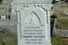 De Kock, Francois P born 04 March 1863 died 09 May 1954