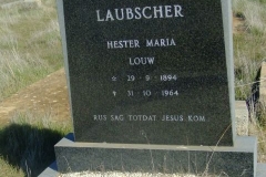 Laubscher, Hester Maria Louw born 29 September 1894 died 31 October 1964