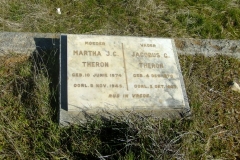 Theron, Martha JC born 10 June 1874 died 08 November 1945 + Jacobus C born 04 December 1870 died 02 October 1957